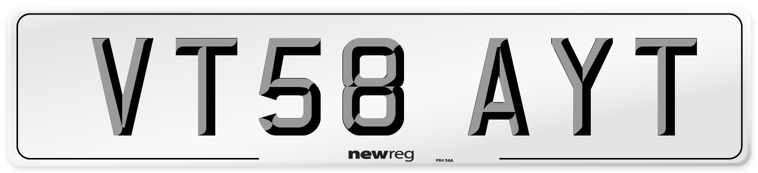 VT58 AYT Number Plate from New Reg